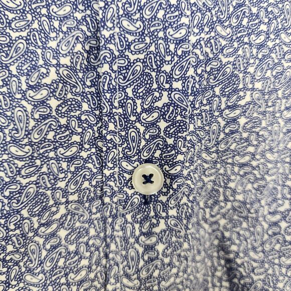 Nick Graham Everywhere Mens Shirt 2XL Blue Paisley Flip Cuff Modern Fit Stretch - Picture 7 of 11